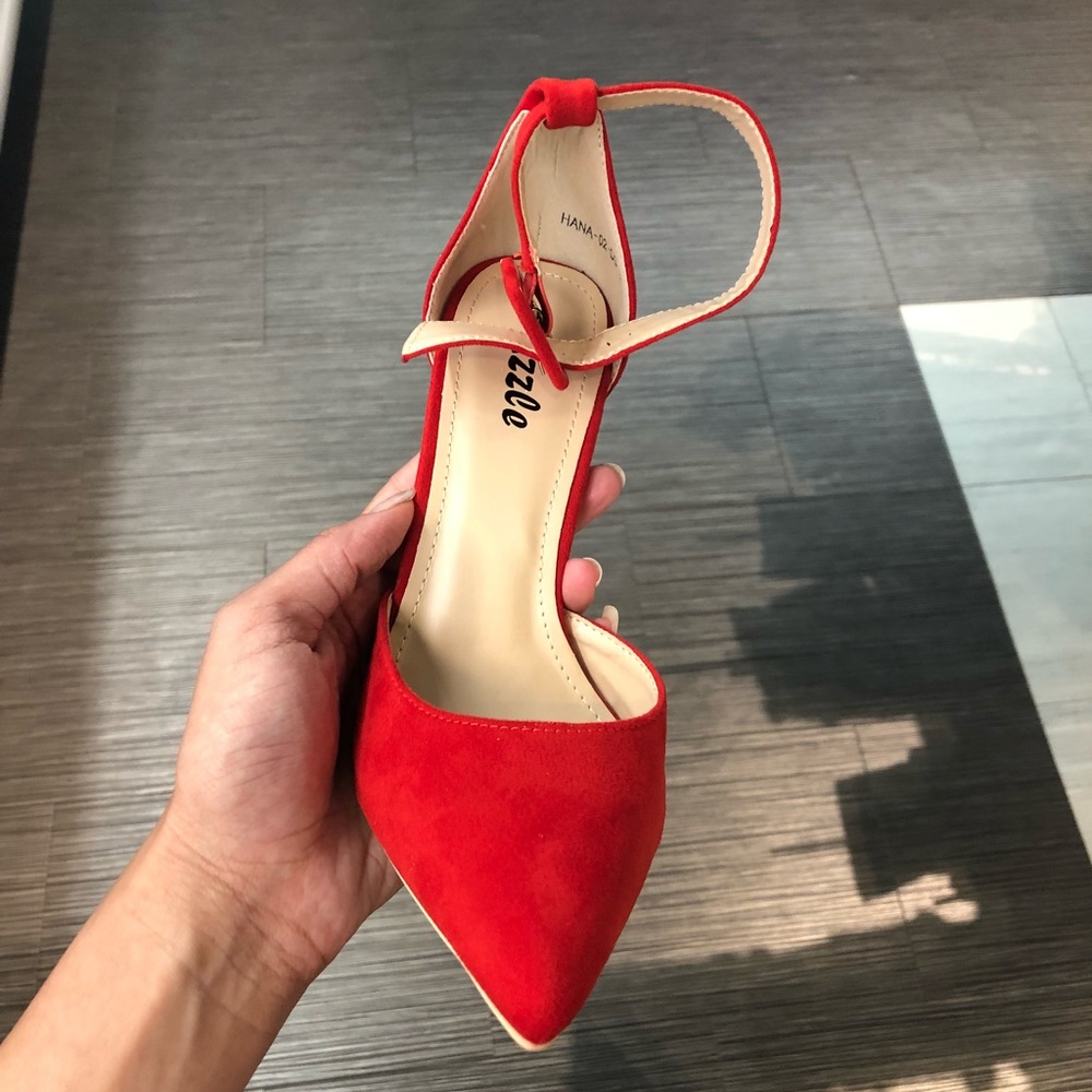 NWT - Red Open Toe Sandal Heels - Spring Shoes - Picture 2 of 7